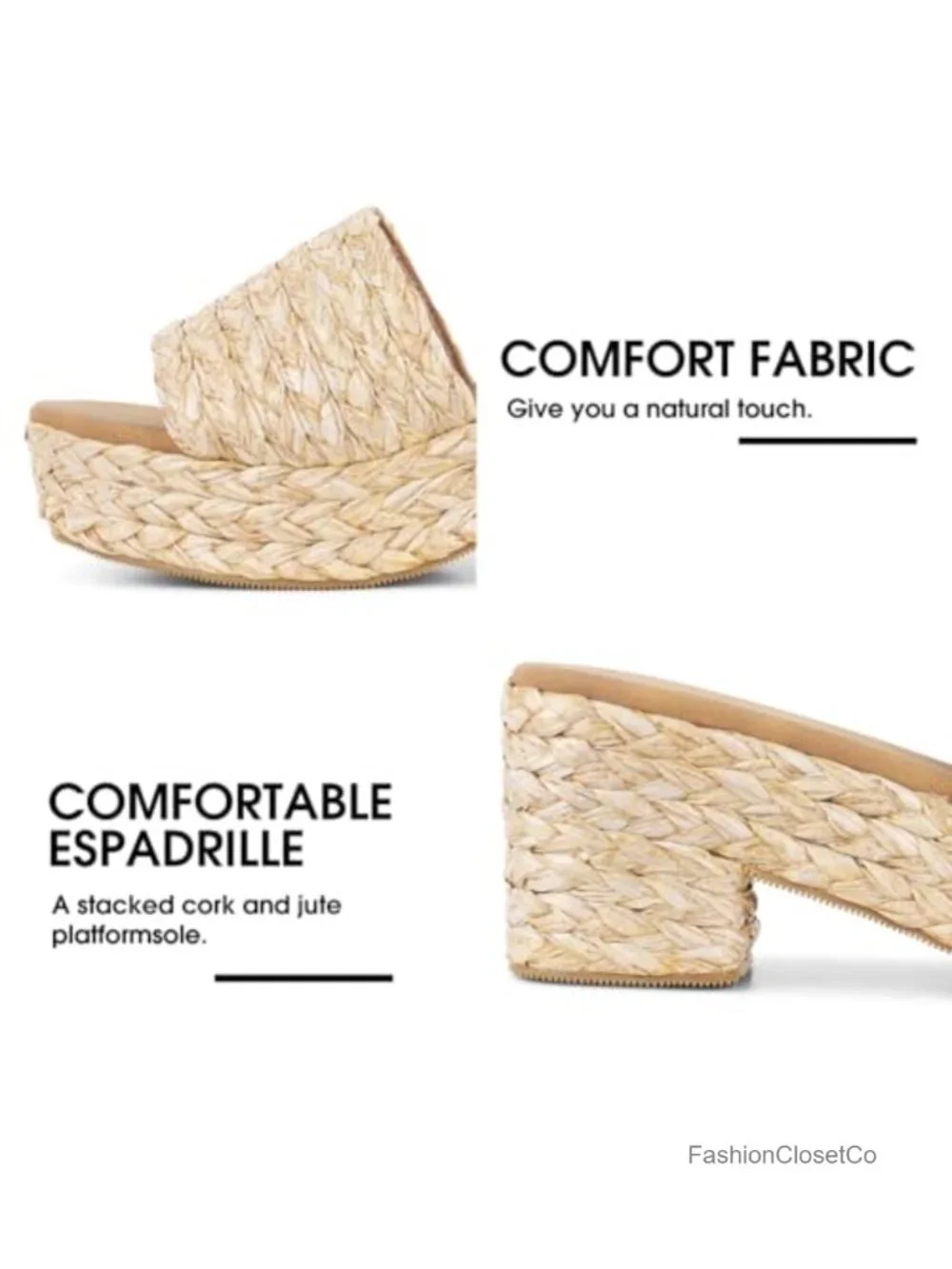 Women's Espadrilles Platform Wedges Slides Sandals Open Toe Fashion Summer